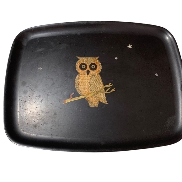couroc of monterey tray and bowl mid century modern resin tray owl motif - Picture 3 of 14